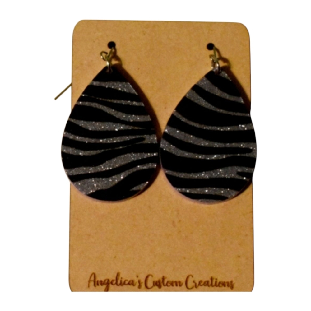 Purple Zebra Acrylic Drop Earrings